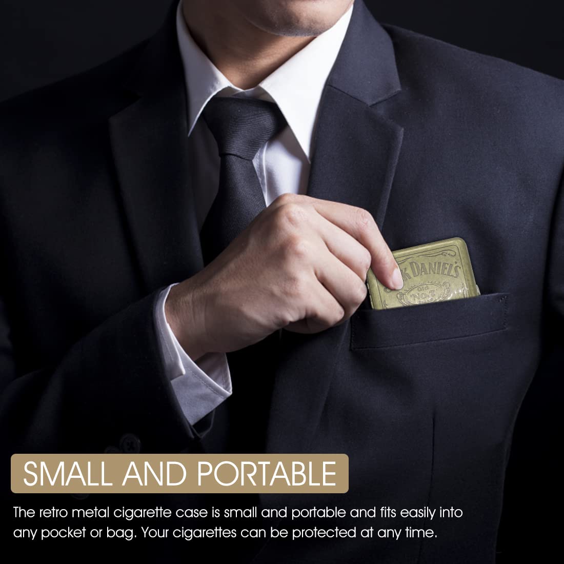 GUSTAVE Metal Cigarette Case for 85mm Cigarettes with Double Sided Spring Clip | Aluminum Alloy 20 Capacity Pocket Size