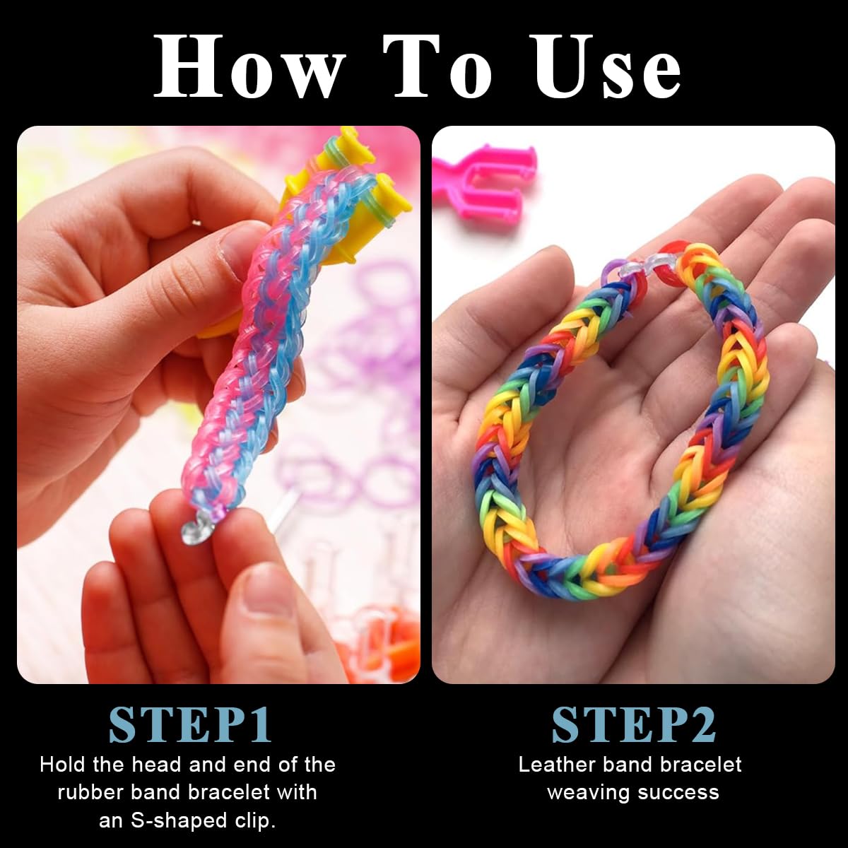 PATPAT Rubber Bracelet Connector Hooks for DIY Loom Band Jewelry | 500pcs Clear S Clips