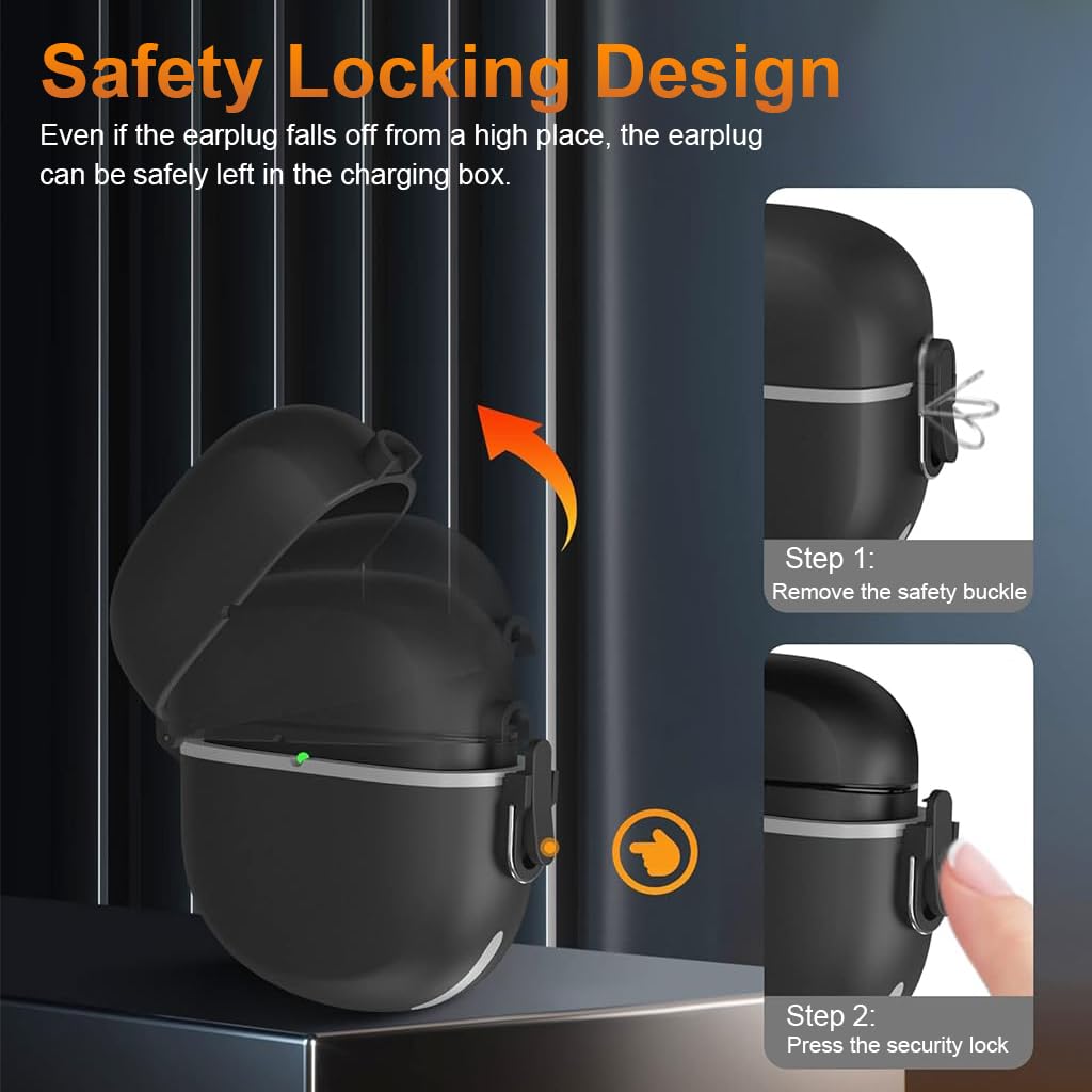 ZORBES Protective Case for QuietComfort Earbuds II 2022 with Safety Lock | 7.5x7.2cm TPU Cover and Lanyard