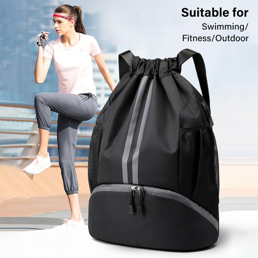 Optifit Drawstring Backpack for Gym and Travel featuring Multiple Compartments 32x42cm Nylon