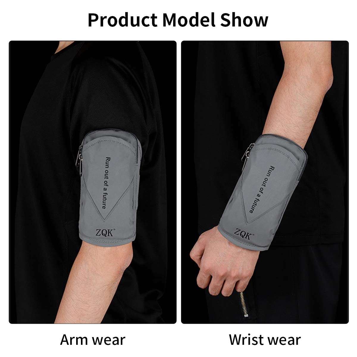 ZORBES Armband for Mobile Phone Running with Waterproof Reflective Fabric and 35 cm Adjustable Anti‑Slip Strap | Fits 6.8 in Phones 2 PCS