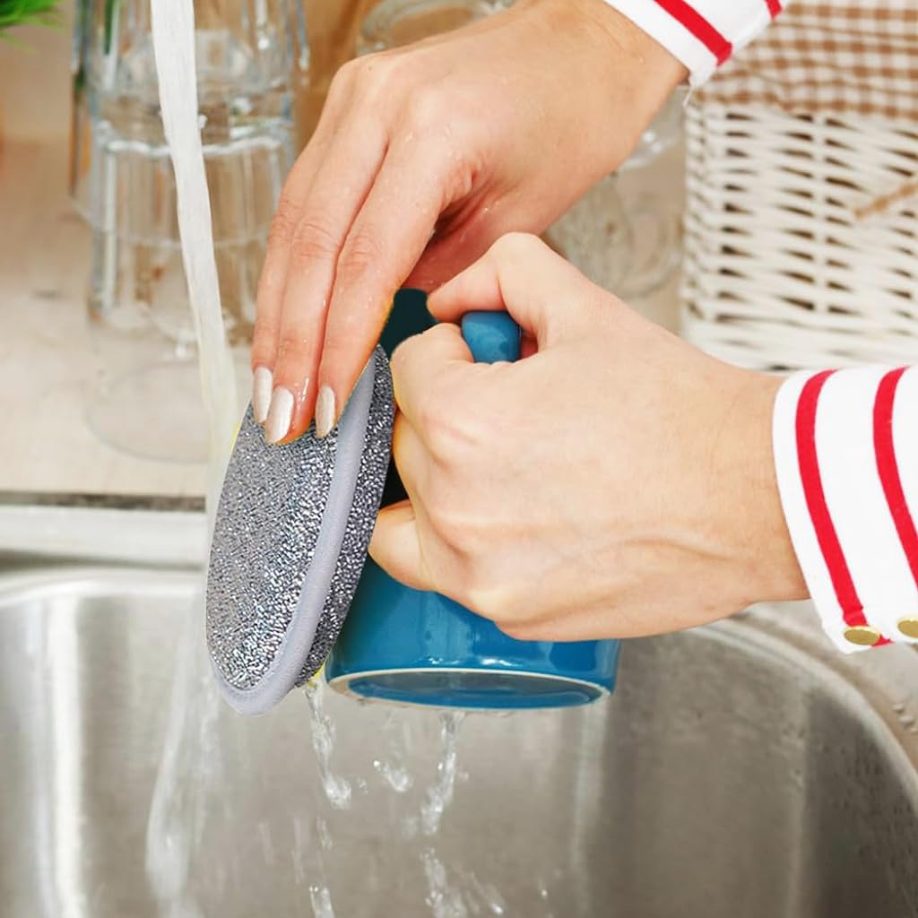 Supvox Multipurpose Wire Dishwashing Rags for Kitchen Use with Hanging Loop | 6pcs 4.7in Stainless Steel Non‑Scratch Round Scrubbing Pads