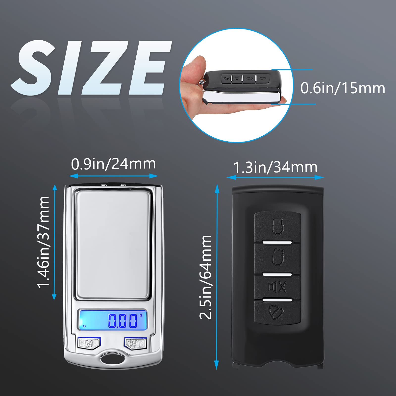 Digital Kitchen Weighing Scale for Home with 200g 0.01g Precision Sensors and LCD Display | Portable Car Key Design