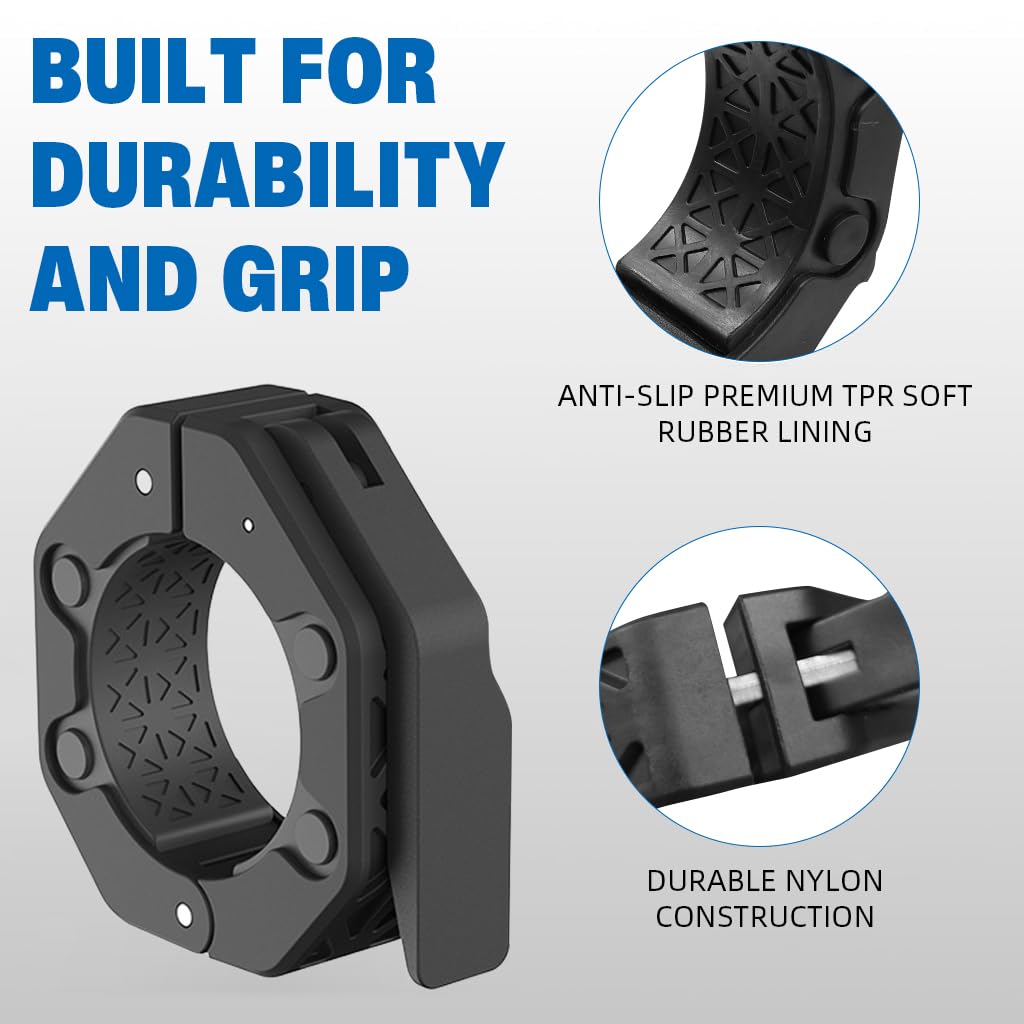 Proberos Barbell Collars for 2 Inch Barbells with Quick Release Lock and Nylon Build | Secure Pair for Home & Gym Workouts
