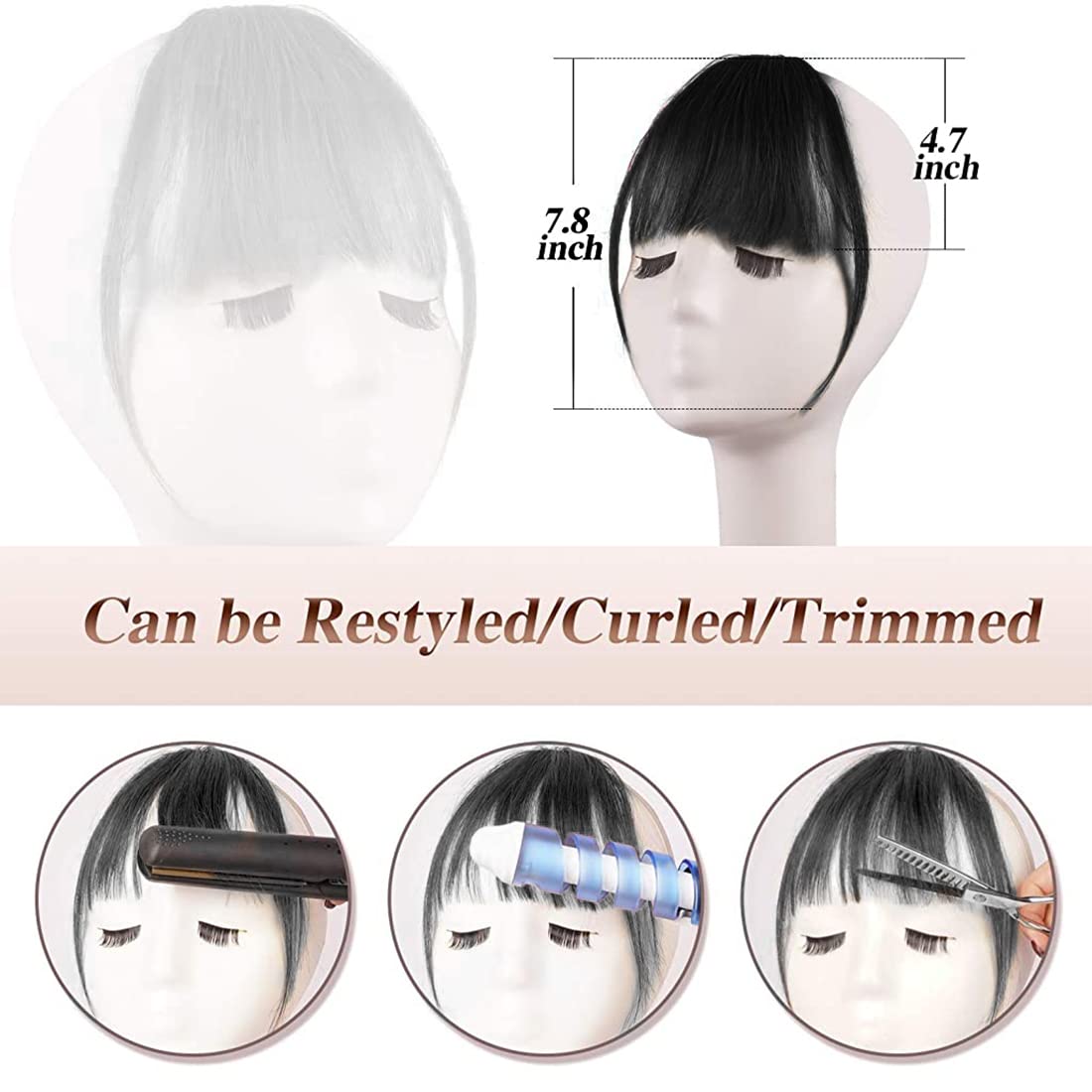 MAYCREATE Hair Extensions for Women with Clip In Bangs and Rayon Fiber | Black Fringes