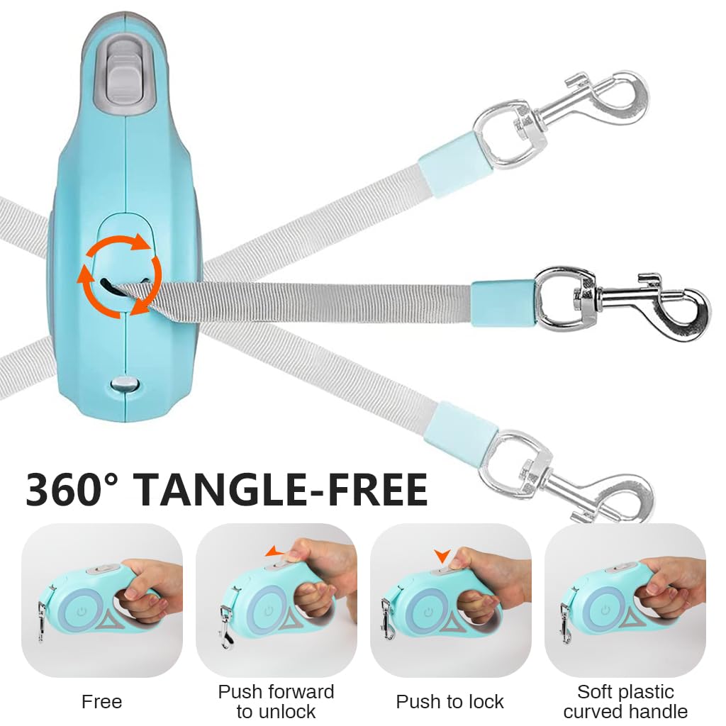 Qpets LED Retractable Dog Leash for Night Walks with 9.8 ft Tape and 360° Swivel Clasp | Green