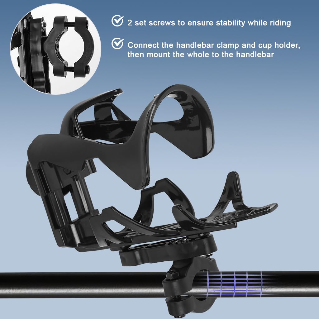 STHIRA Universal Bottle Holder for Bike and Motorcycle with Non Slip Screwfix Mount | Adjustable ABS Cup Bracket for Handlebar