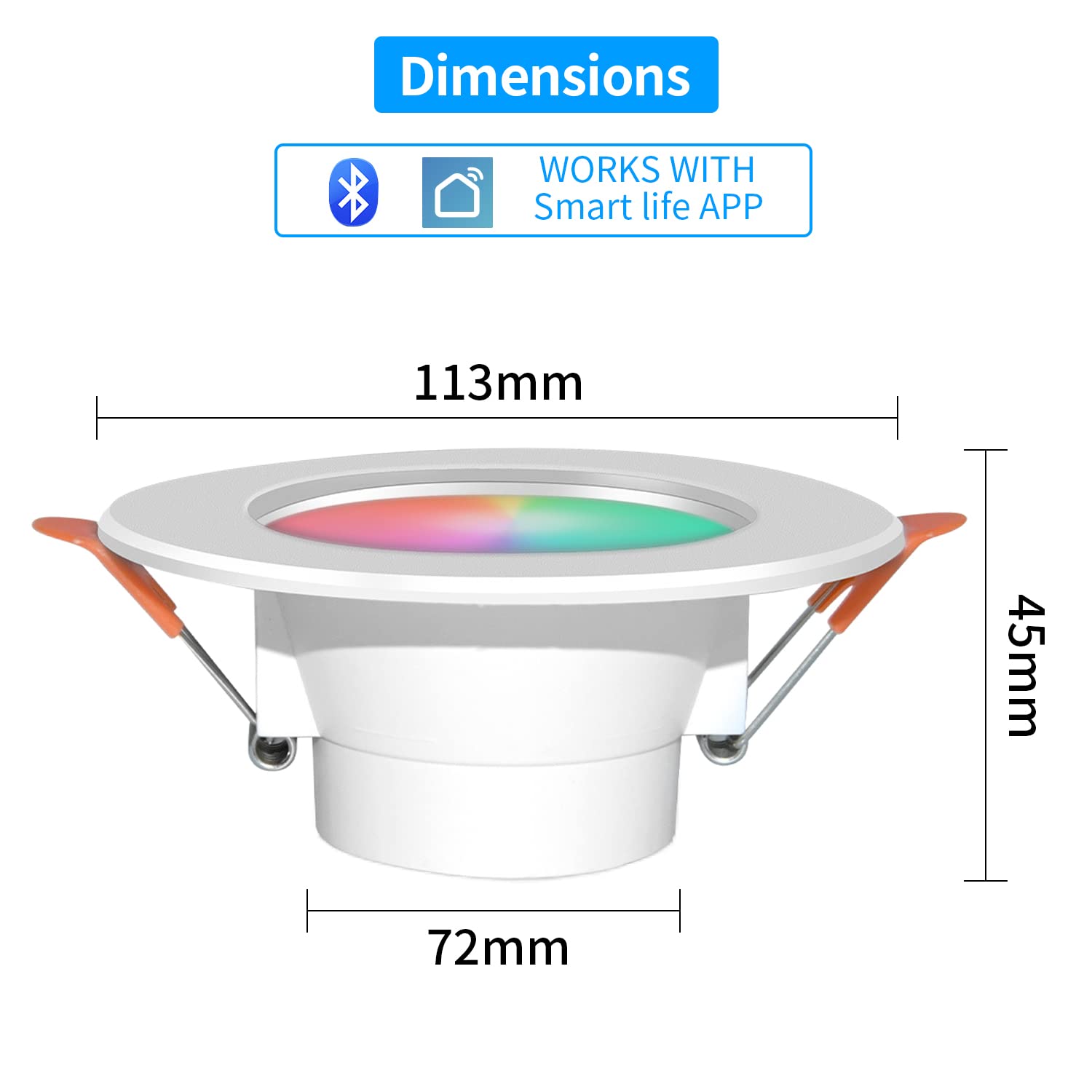 ELEPHANTBOAT Panel Lights for Ceiling 10W RGBCW Recessed Led Ceiling Surface Lights 800LM Smart Downlights Bluetooth Led Spot Light Music Sync Dimmable for Party Home Living Room APP Control