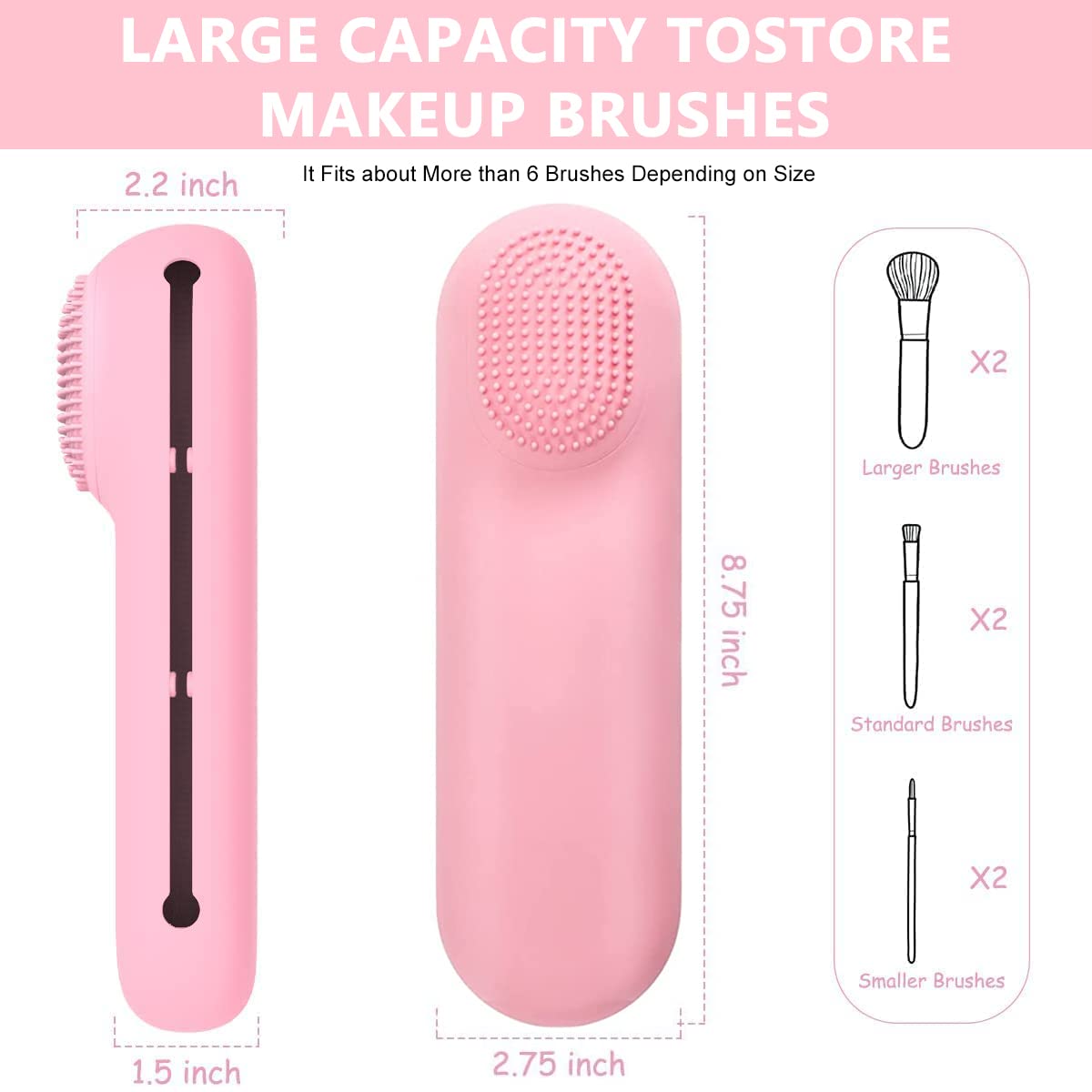 MAYCREATE Makeup Brush Holder for Travel with Magnetic Closure and Silicone Cleaning Surface | 22.6 cm Organizer for Daily Use