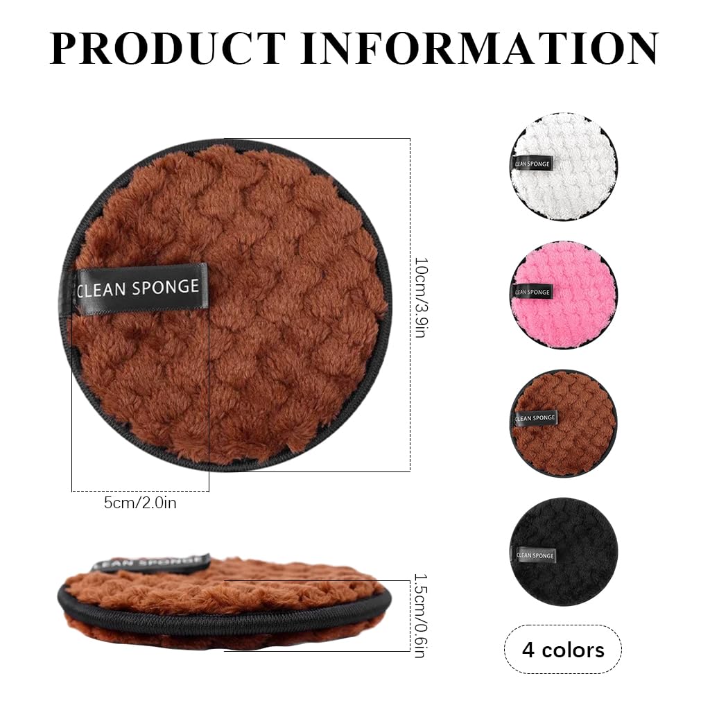 MAYCREATE Makeup Remover Pads for Gentle Face Cleansing with Double-Sided Sponge | 4pcs 3.94in Reusable Cotton Pads for All Skin Types