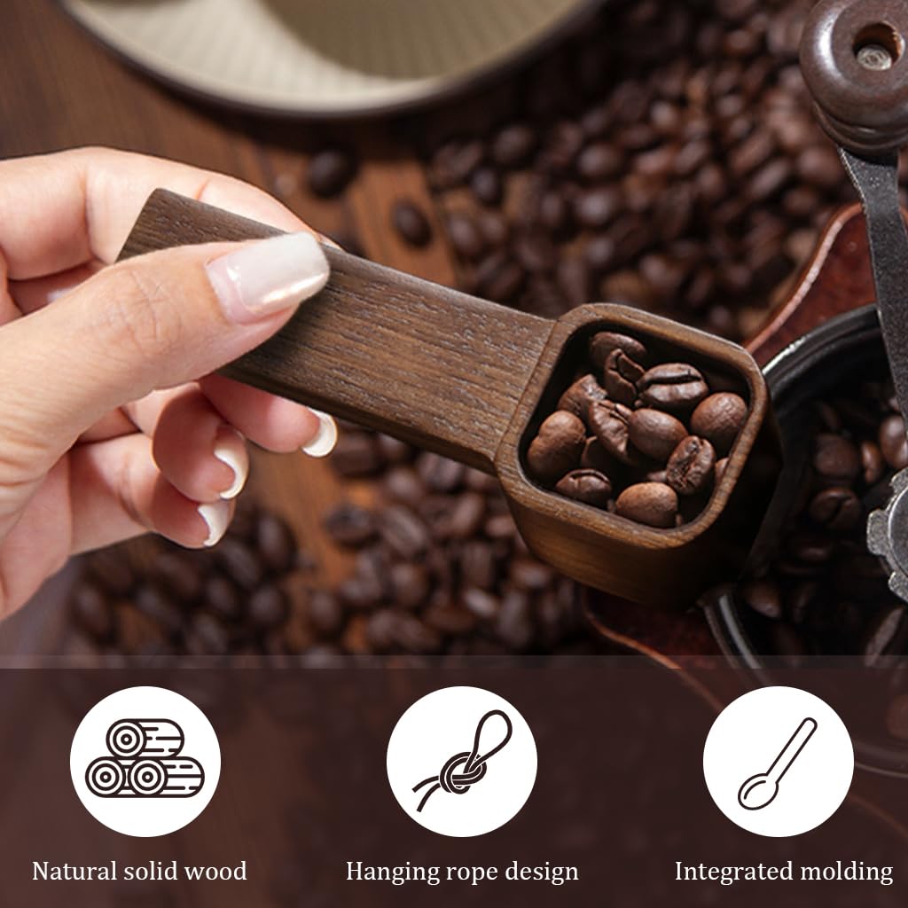 Supvox Wooden Coffee Bean Spoon for Measuring 10g | Square Shape with Ergonomic Handle