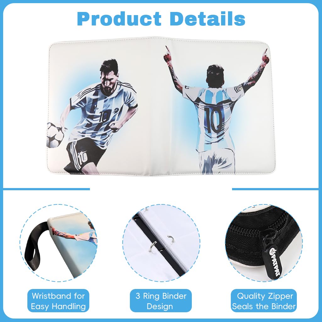 PATPAT Soccer Card Binder for Collectible Game Cards with 720 Pockets and Zipper Closure | Waterproof PU Cover Organizer
