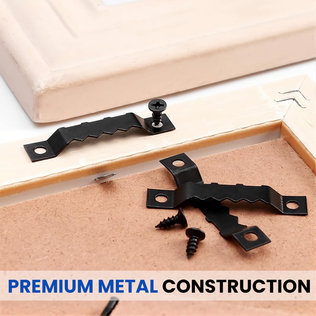 ZIBUYU Picture Hanging Kit for Artwork and Photo Frames with 251 pcs Metal Parts | Black Finish