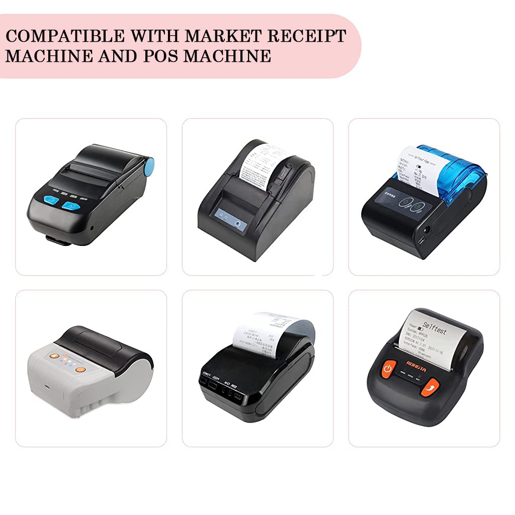 ZORBES Thermal Printer Paper Roll 5 PCS White Self-Adhesive Thermal Printing Paper Printer Sticker Paper for Mini Thermal Printer, Cash Register Printing Paper Roll for POS Machine, 57mm*25mm