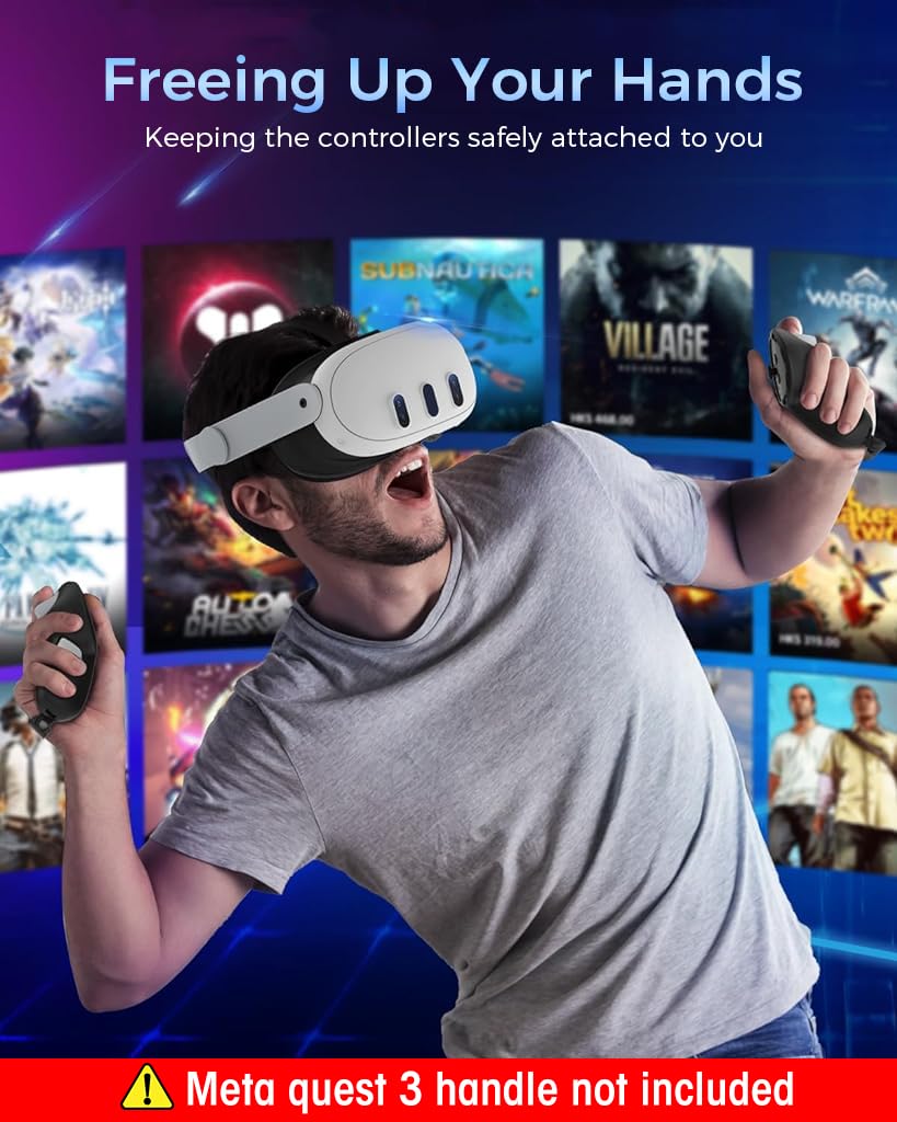 ZORBES Silicone Cover for Oculus Meta Quest 3 Controllers with Adjustable Hand Straps | Non Slip Grip and Thumbstick Caps