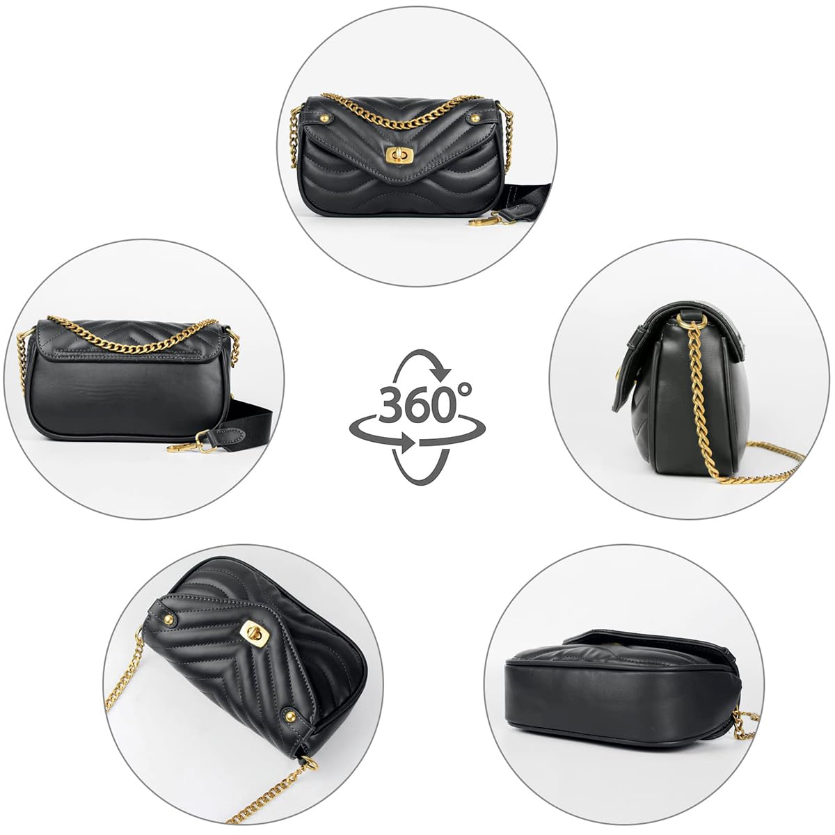 Zibuyu Sling Bag for Women featuring Chain Detail and 20×6.5×13.5cm PU Leather Design | Black