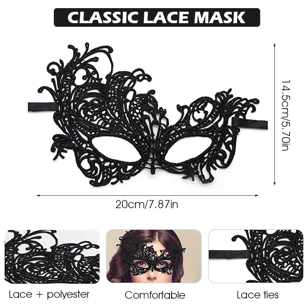 PATPAT Set of 2 Masquerade Masks Lace Eye Mask Cat Ears Headband for Women, Cute Halloween Mask Party Mask Costume for Cosplay Carnival Party Halloween Christmas Valentine Day (Phoenix)