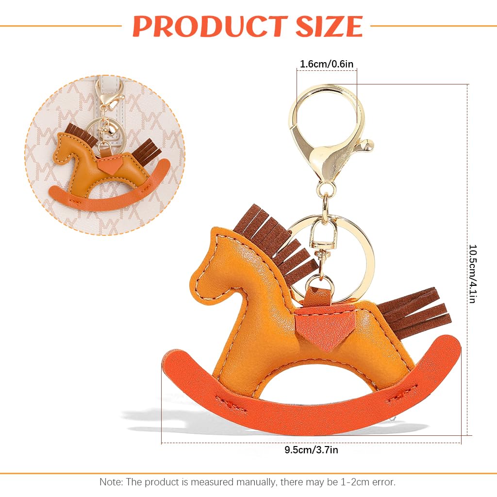 SANNIDHI Bag Charm for Handbags with Metal Keyring and PU Brown Horse Pendant 3 PCS | Gift for Women