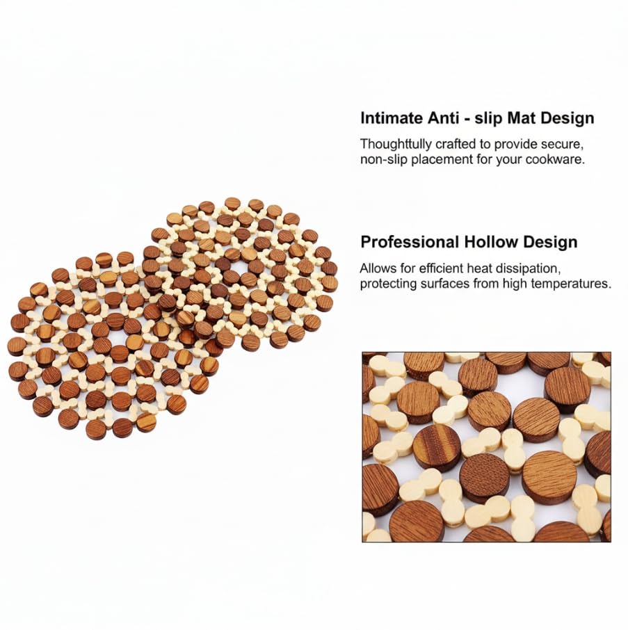 ZIBUYU Kitchen Bamboo Heat Insulation Pad for Hot Pots and Pans featuring Non Slip Design | Eco Friendly Countertop Protection