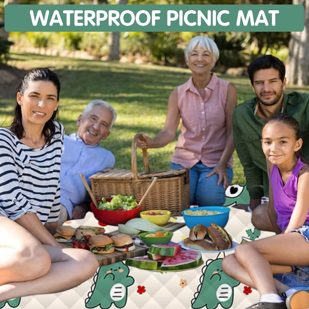 Proberos® Waterproof Picnic Mat, 200 x 200cm Family Size Cartoon Blanket Portable Picnic Mat Multi Layer, Thicken Oxford Cloth Park Mat for Travel, Camping, Hiking, Park Grass, Beach