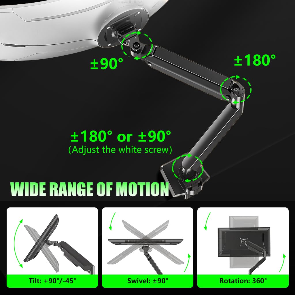 Verilux Monitor Mount for 32–49 Inch Displays with Flexible Arm and Desk Clamp | Aluminum Alloy