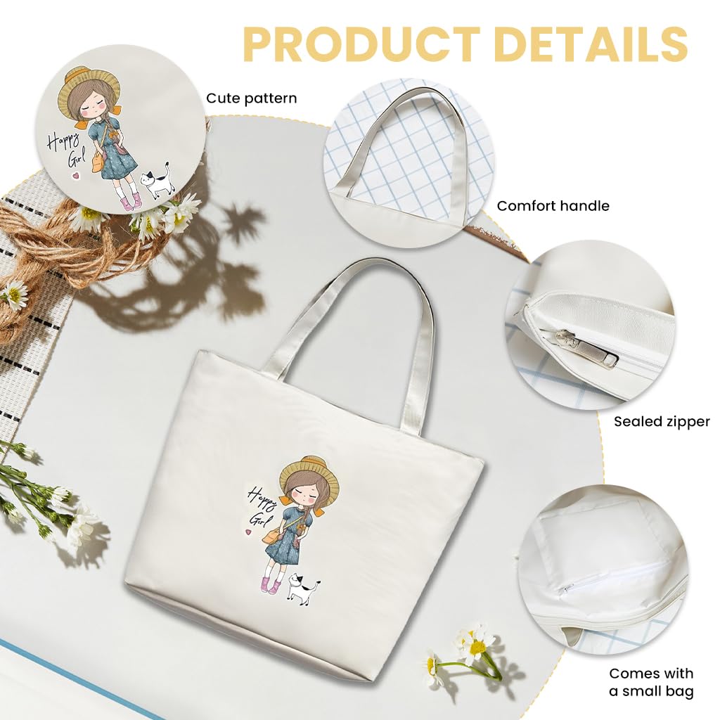 Zibuyu Cotton Canvas Tote Bag for Shopping and College with Foldable Washable Design | White 1 Pc