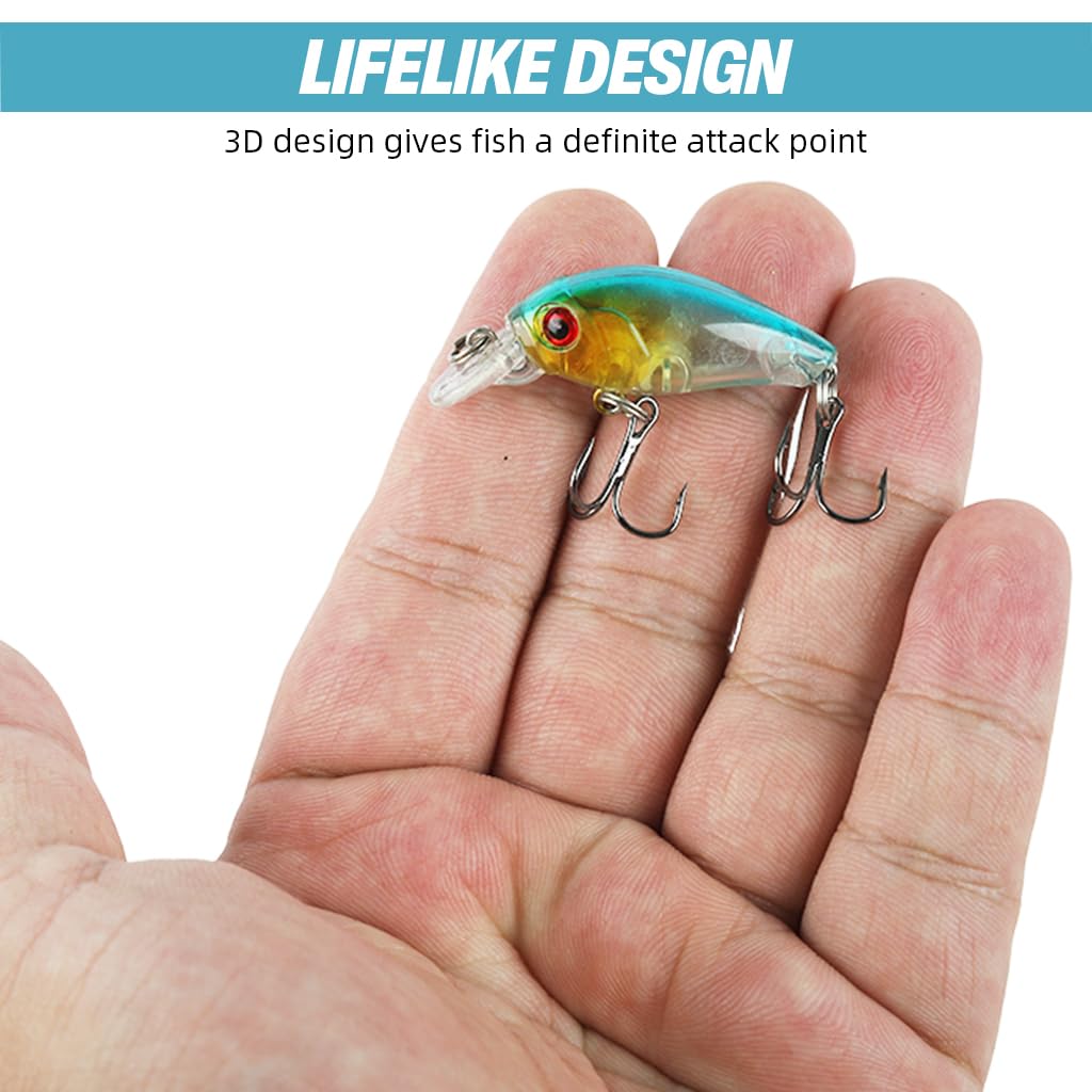 Proberos Fishing Lures Kit for Bass with 4.5cm 4g Crankbaits and 3D Eyes | 5pcs Set