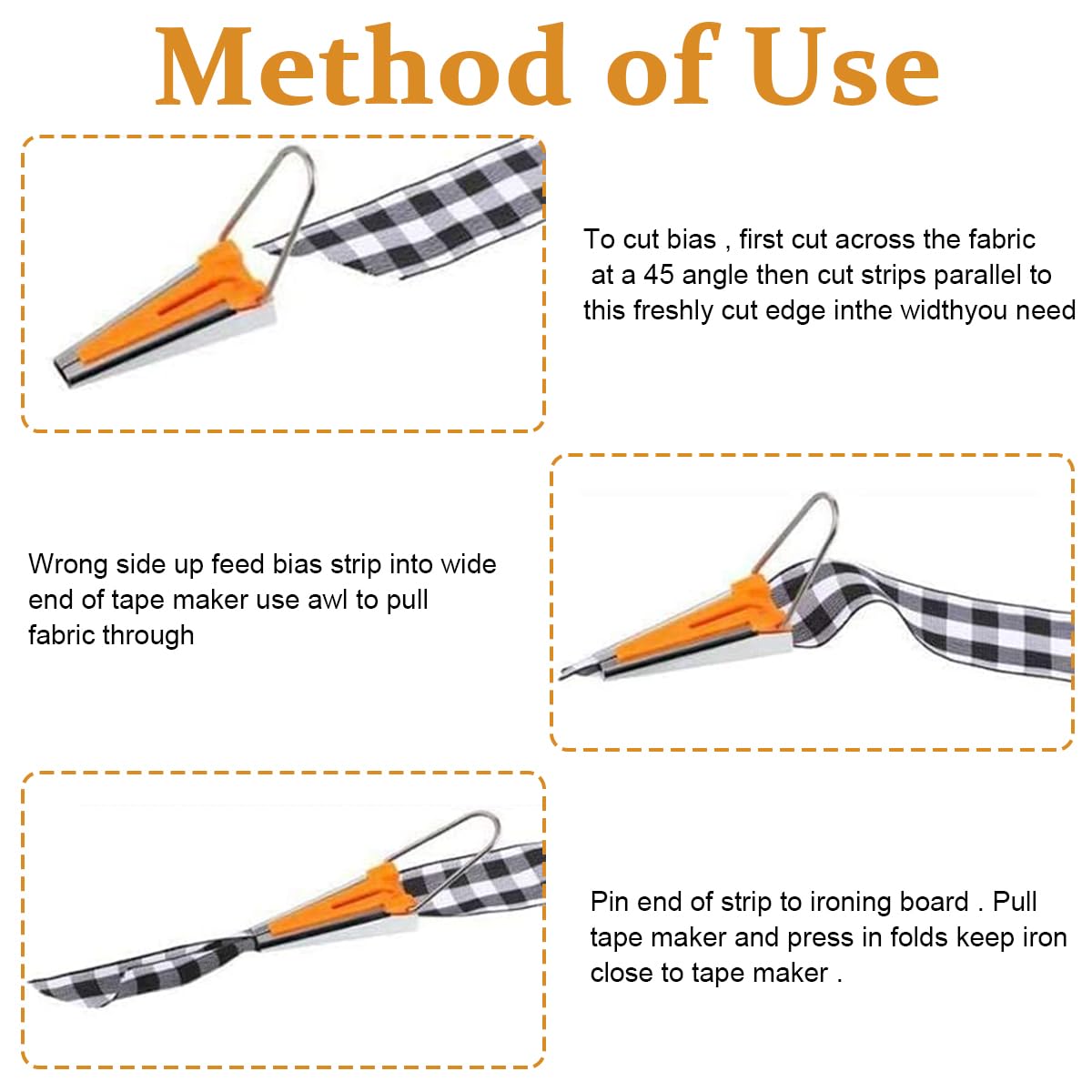 HASTHIP Bias Tape Maker Set for Fabric Sewing and Quilting with 5 Sizes 1/4 to 1 in | Easy DIY Quilting Tools