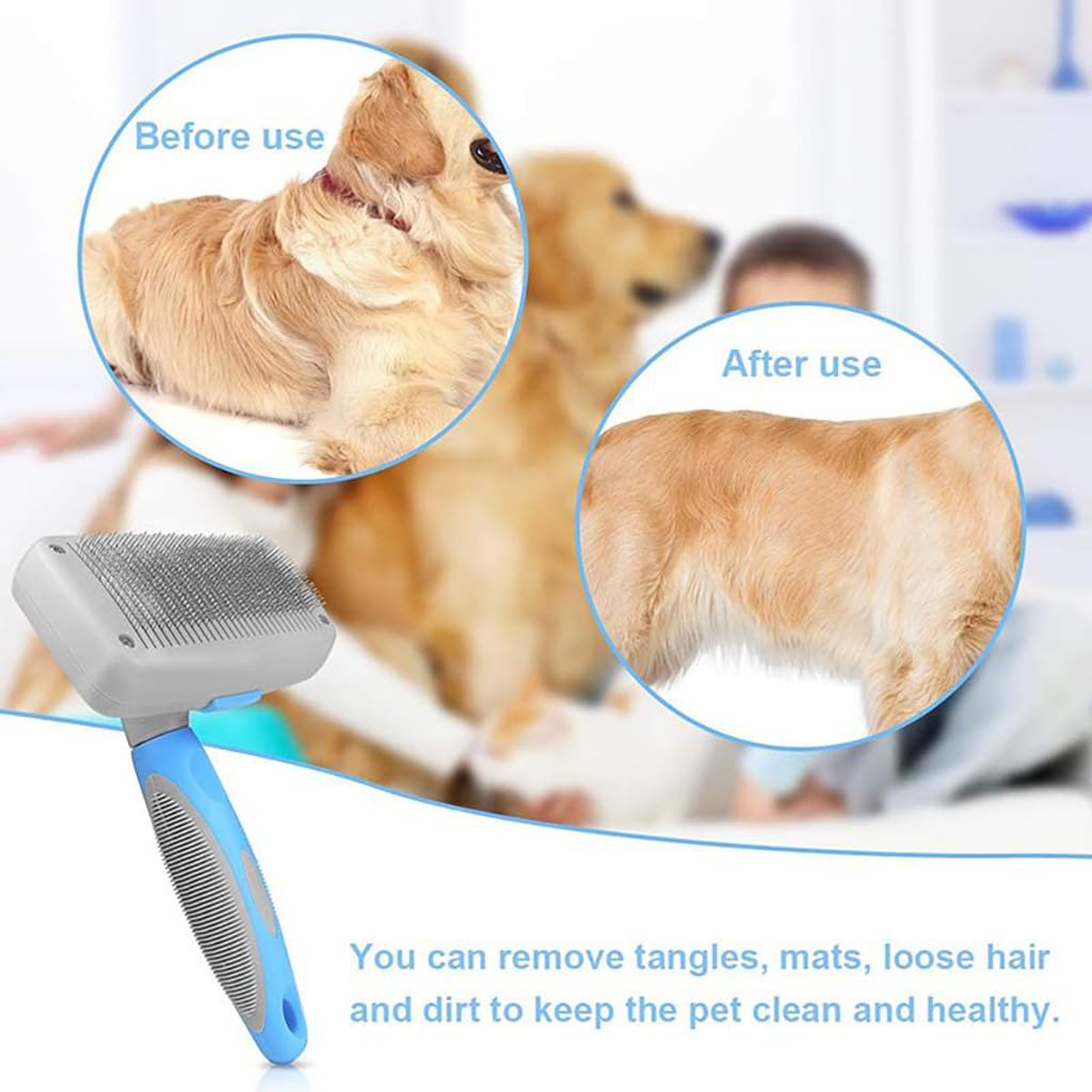 ZIBUYU Dog Slicker Brush for Detangling and Deshedding with Stainless Steel Pins | Gentle Grooming for Dogs and Cats