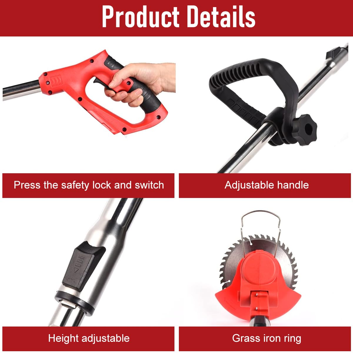 HASTHIP Garden Electric Weed Eater 24V Cordless Grass Cutter with Retractable Rod | Includes Blades and Safety Guard