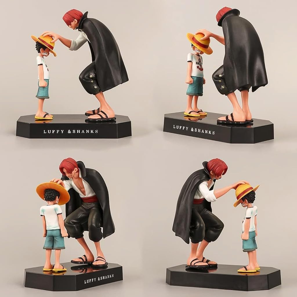 Zibuyu One Piece Luffy & Shanks Anime Statue for Desk Decor featuring PVC build 15x9x17.5cm | Gift for Fans