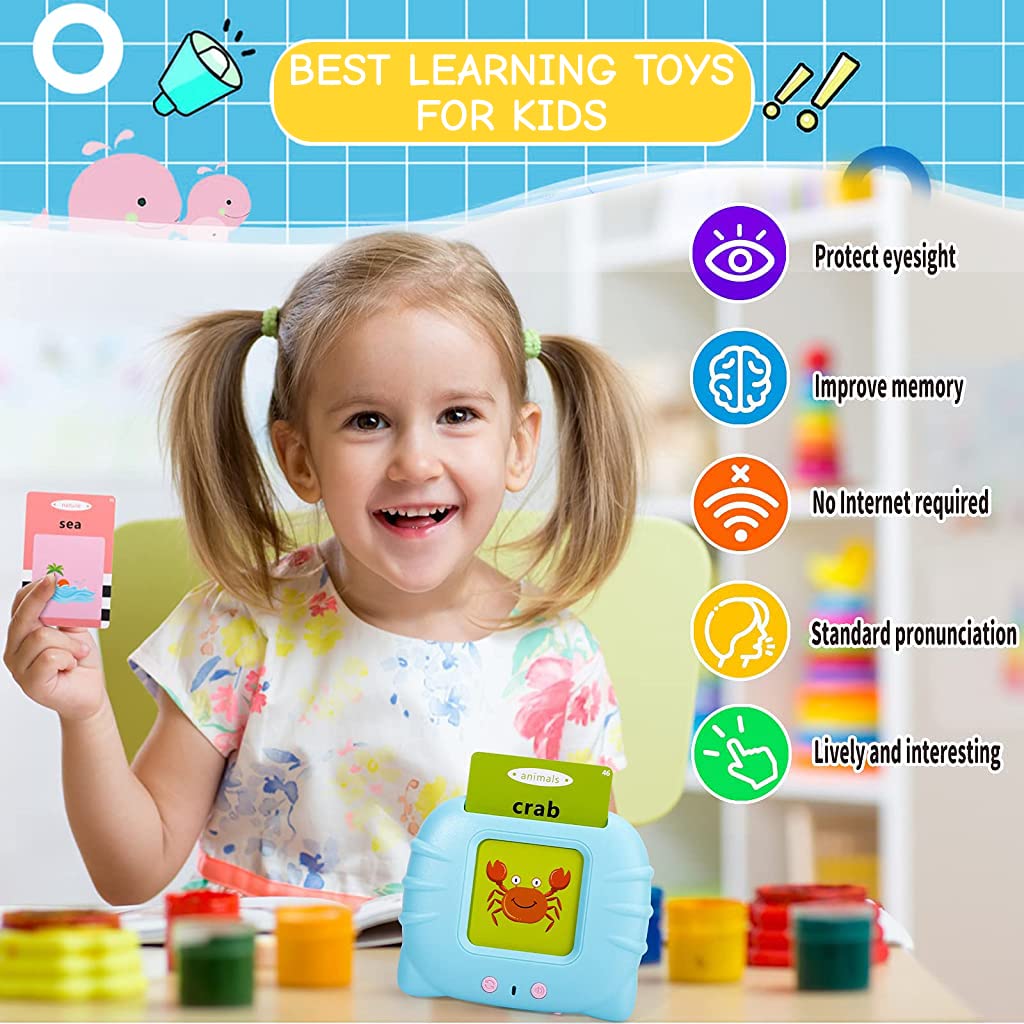 PATPAT Talking Flash Cards Learning Toys for Kids with 112 Cards and Voice Reading | Educational Gift for Ages 2–8