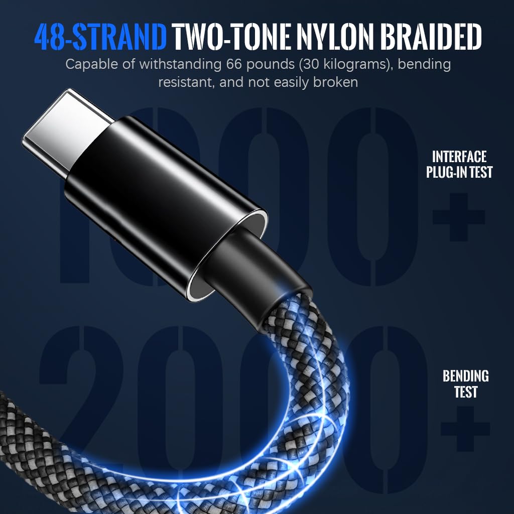 Verilux Type C to Type C Cable 3.3ft 100W Fast Charging with Magnetic Connector Nylon Braided