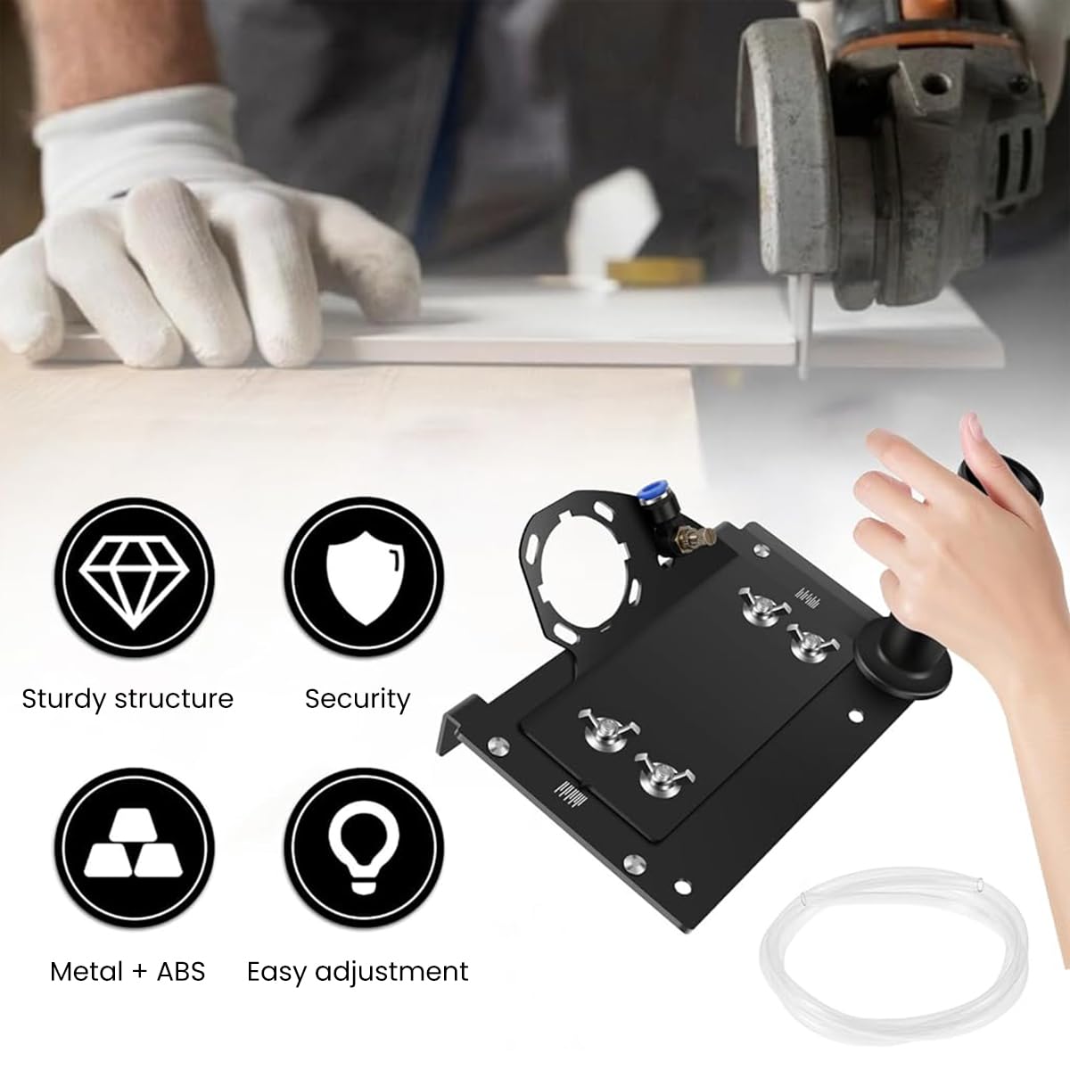 Serplex 45 Degree Tile Chamfering Tool with 3.3ft Water Pipe and Secure Clamping Stand for DIY Cutting