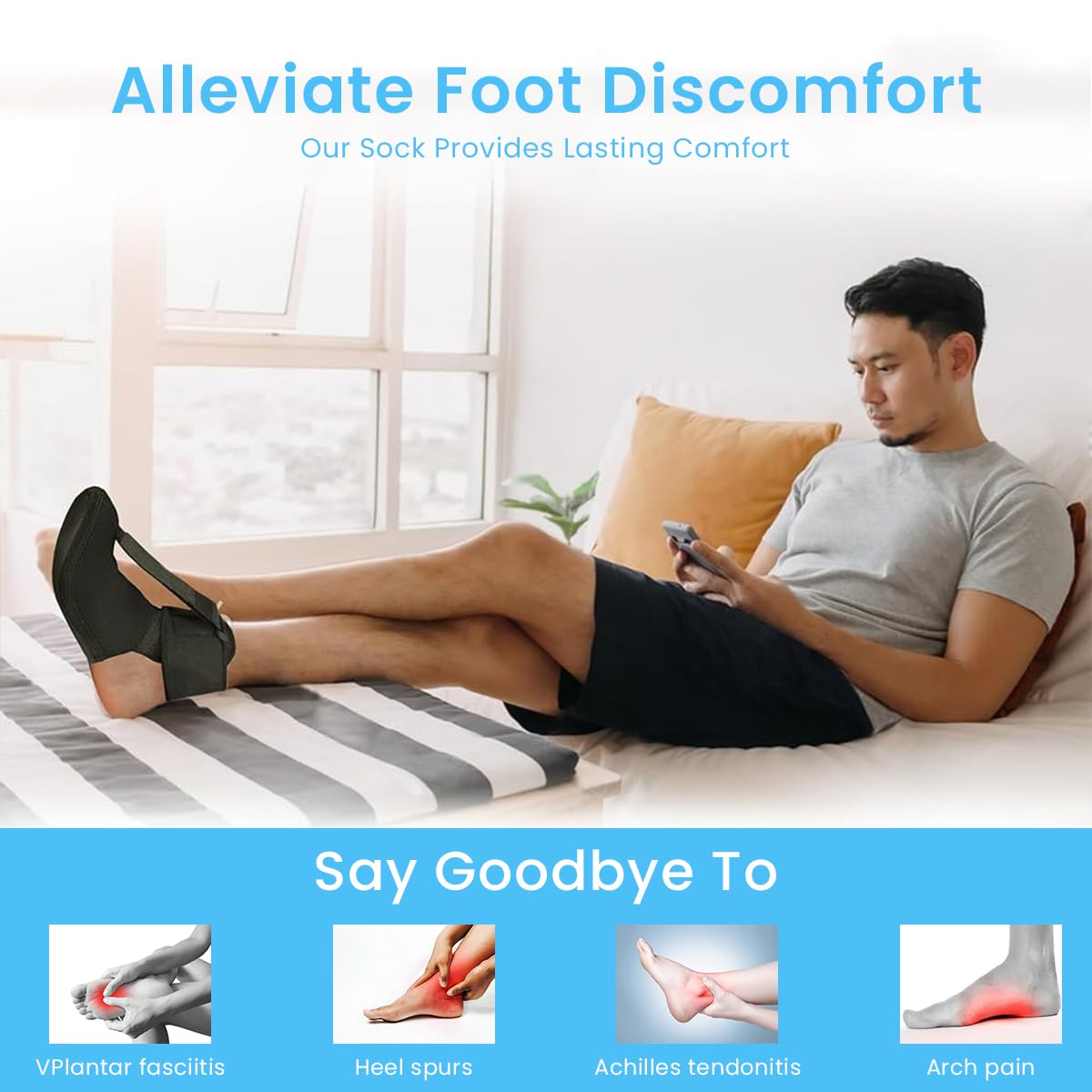 HANNEA Ankle Foot Orthosis for Foot Drop with Adjustable Belt and Anti Slip Sole | 25.2cm Fit