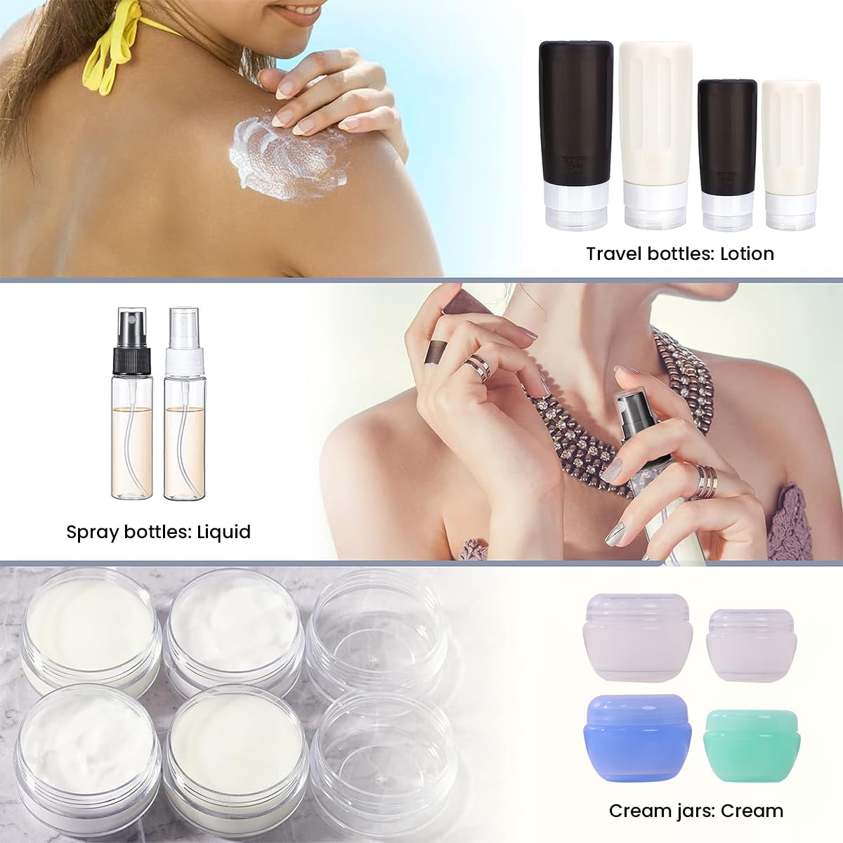 MAYCREATE Silicone Travel Bottles Set for Toiletries with Leakproof Lids 16pcs | BPA Free