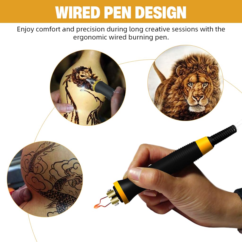 Serplex Electric Wood Burning Pen Kit with 23 Tips and Adjustable Temperature Control for Pyrography | Engraving Tool for Wood Leather and Gourds