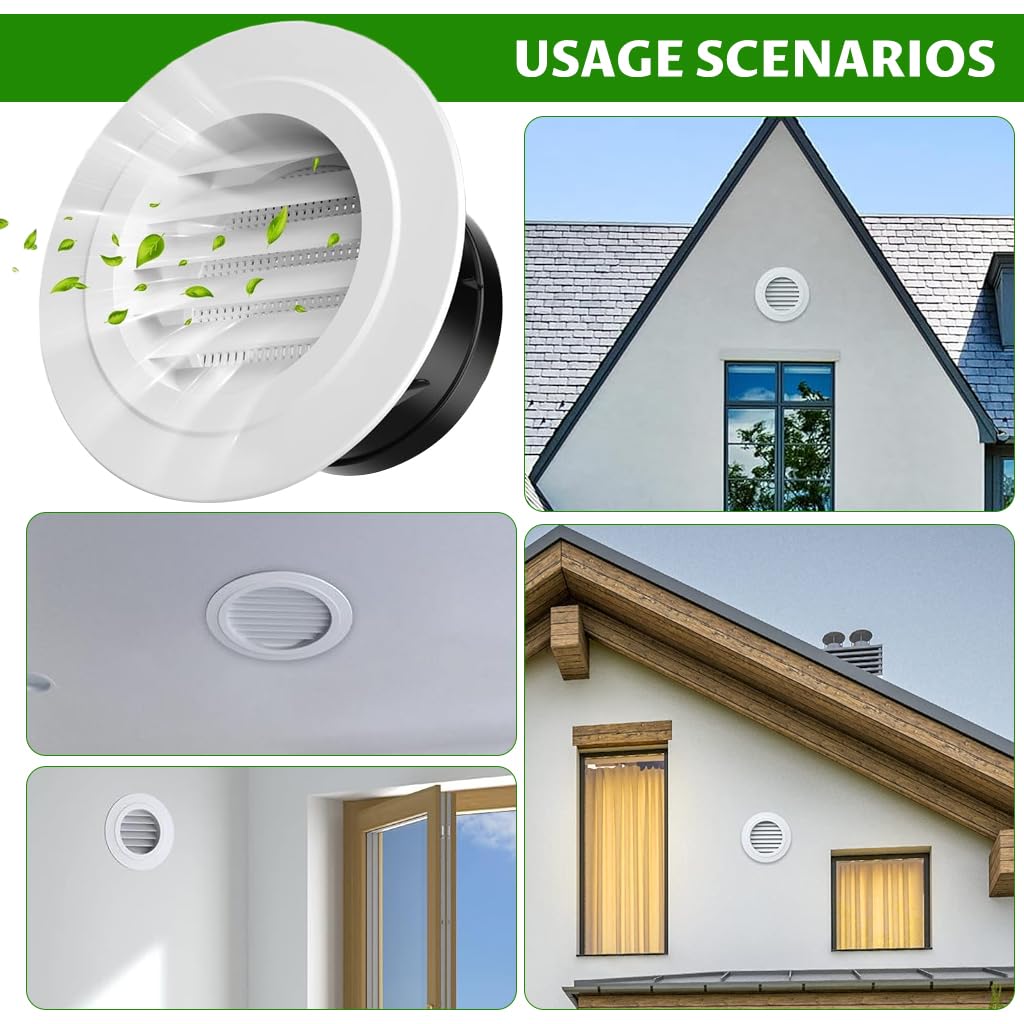 HASTHIP Circle Cowl Air Vent Grille Cover for Bathroom and Home featuring 100mm Built-in Fly Screen | White Taupe ABS