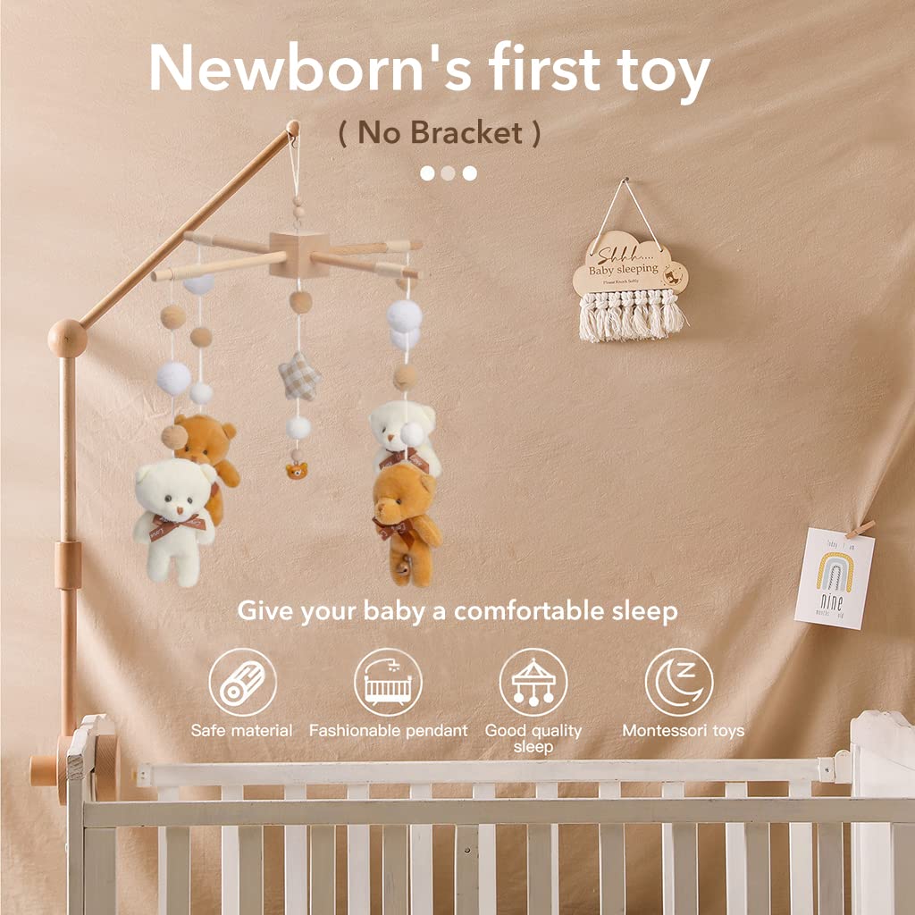 PATPAT® Hanging Toys for Babies 0-6 Months Rotatable Cradle Toys Cartoon Star Bear Soft Crib Toys for Babies Hanging Newborn Baby Toys Cot Mobile Hanging Toy Stroller Toy Gift for Newborn 0-18 Month