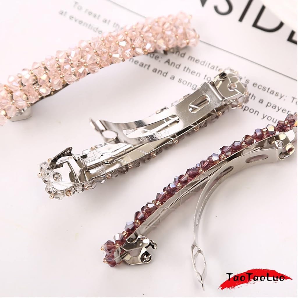 ZIBUYU Hair Pins for Women featuring 8.5 cm French Barrette Clips with Crystal Beads | 6Pcs Gift Set