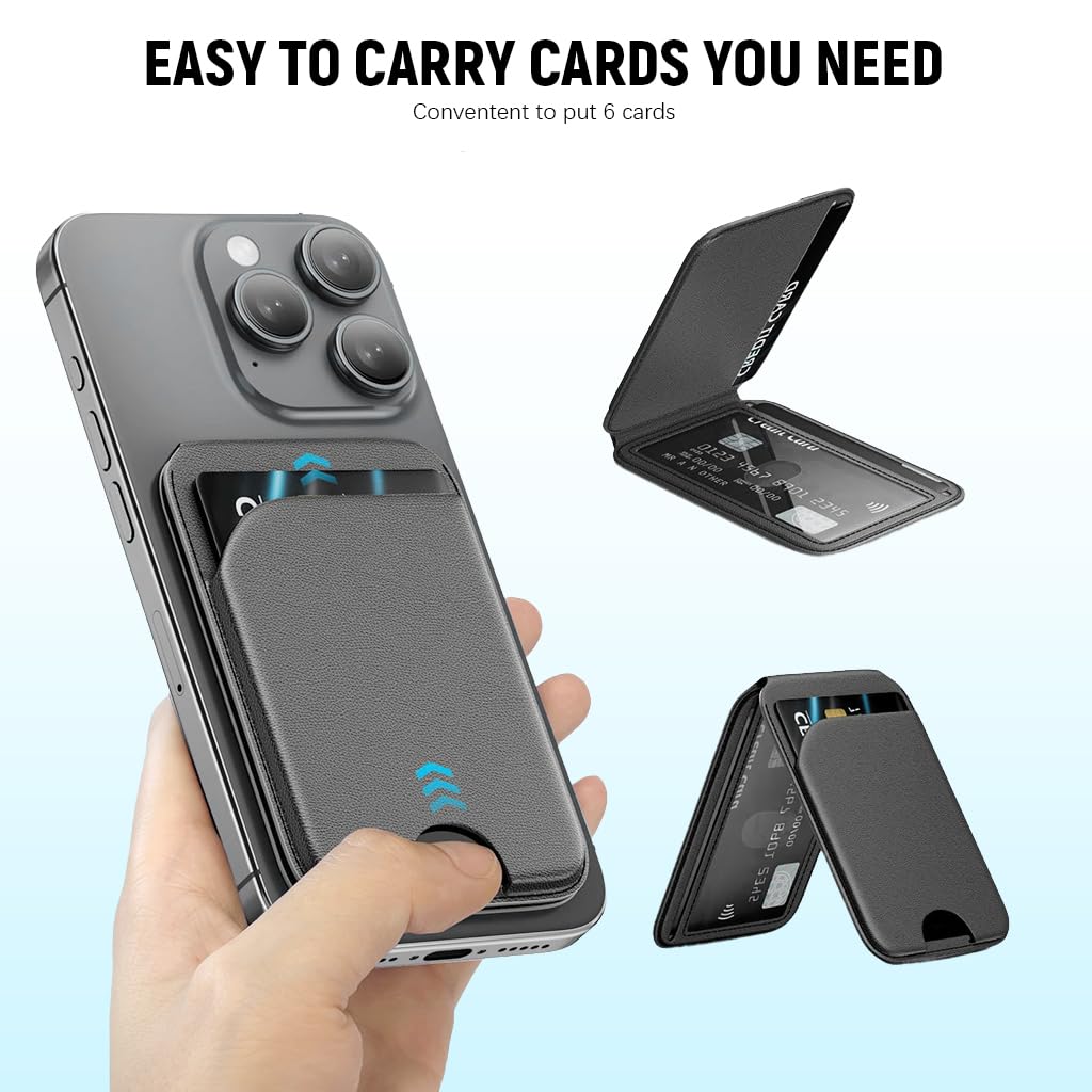ZORBES MagSafe Wallet for iPhone featuring Adjustable Stand and Magnetic PU Leather | Slim Bi-Fold Card Holder