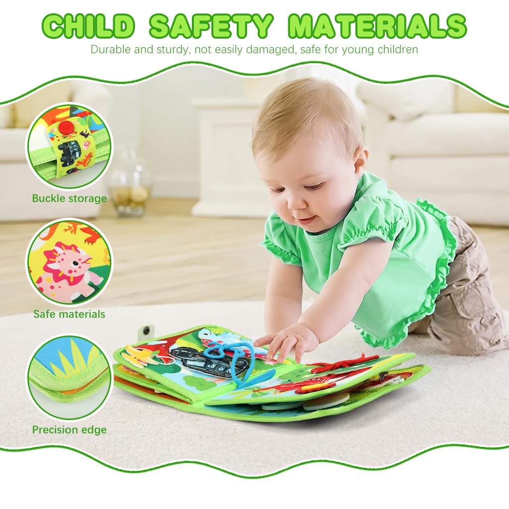 SNOWIE SOFT Dinosaurs Toddler Busy Binder for Travel and Quiet Play | Montessori Felt Learning Toy