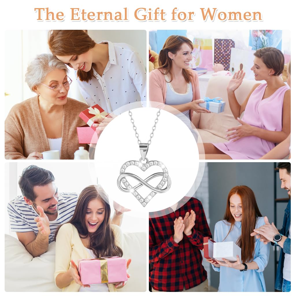 SANNIDHI Necklace for Women featuring Infinity Love Heart Pendant with Rhinestones | Gift Box