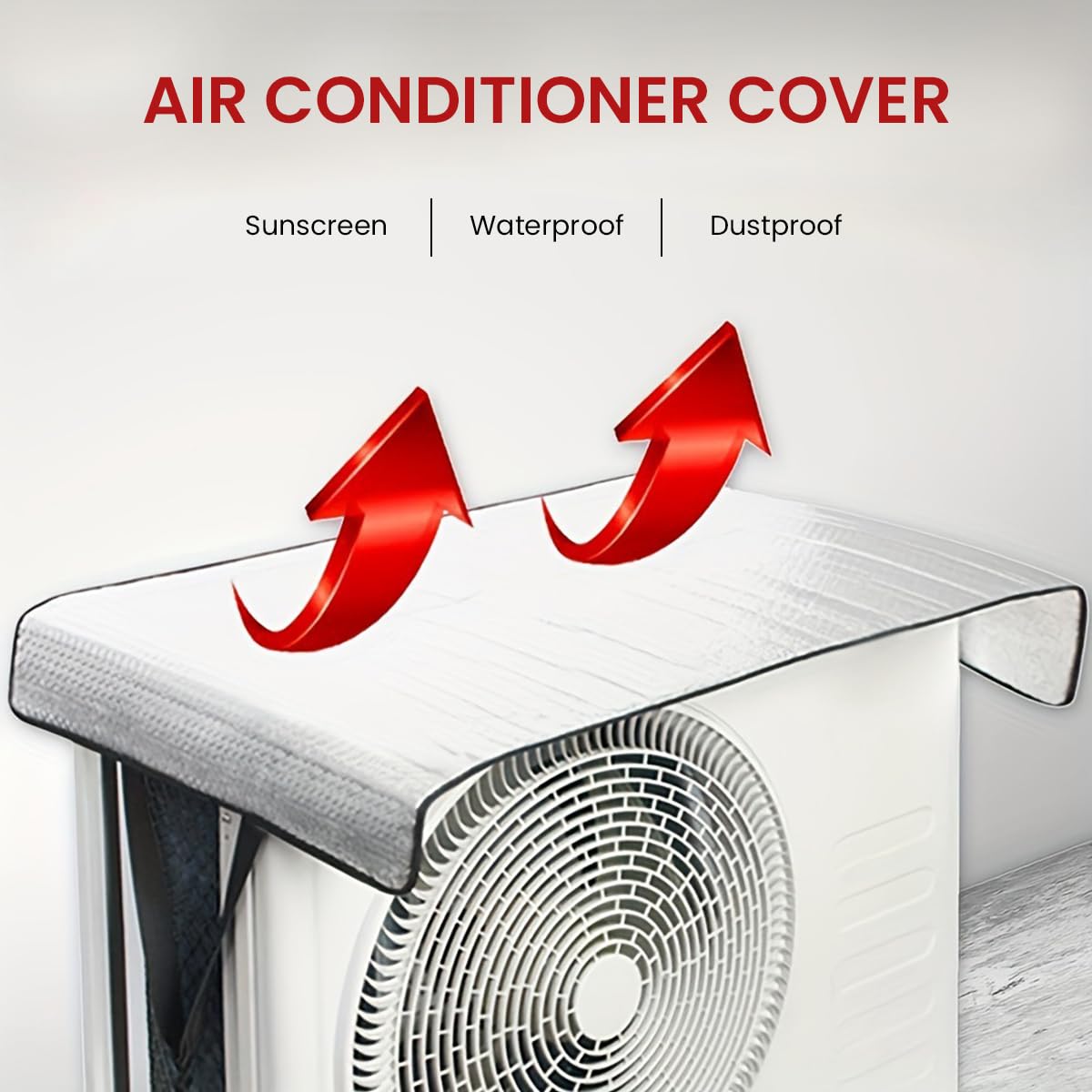 HASTHIP® Air Conditioners Outdoor Unit Cover - HVAC Heat Insulation Film Protection Cover, Durable Sun Shade Dust Cover with Hooks, Rain Cover for HVAC Outside Unit