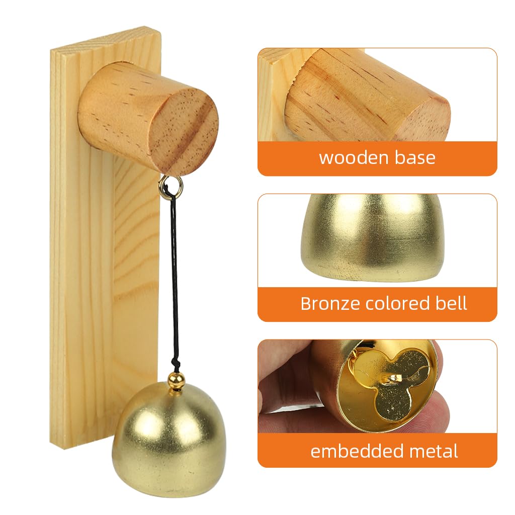 HASTHIP Wooden Door Bell for Home and Shop Entrances with Vintage Wood and Copper Charm
