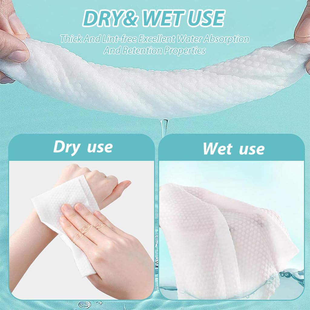 MAYCREATE Face Towel Disposable for Daily Use with 70 Count 7.87x7.87 in Soft Cotton Wipes