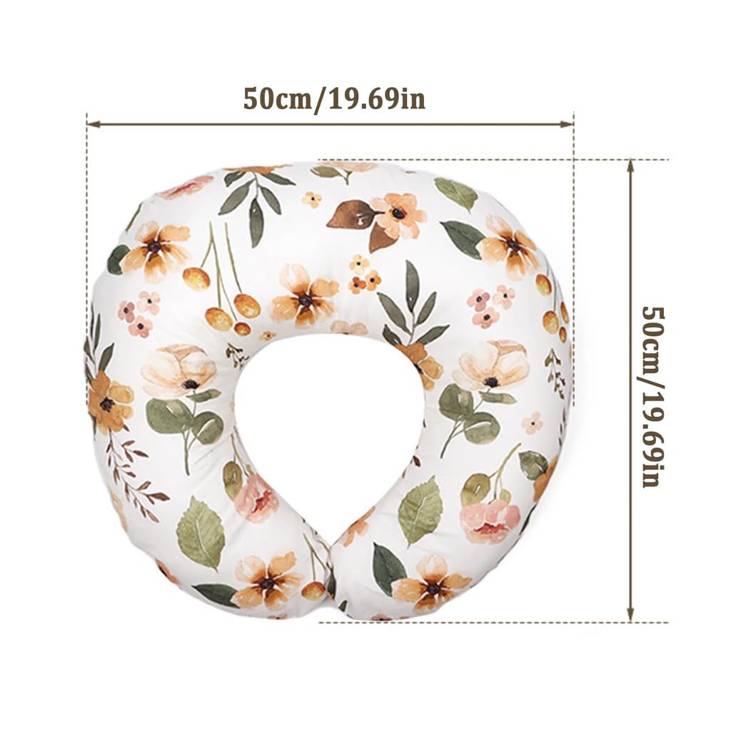 SNOWIE SOFT Baby Feeding Pillow for Breastfeeding with 50x50cm Wide Edge Support | Pure Cotton Cover for Mom and Newborn