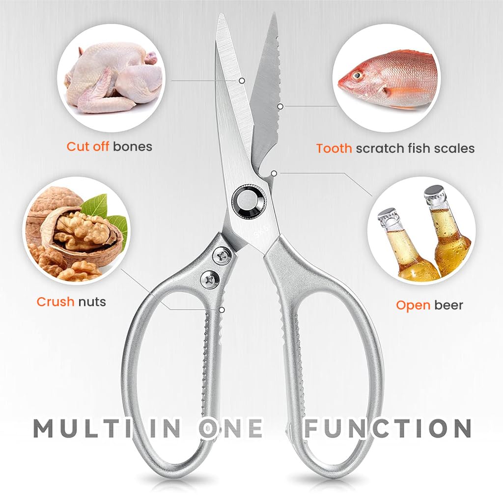 ZIBUYU Kitchen Shears for Meat and Vegetables with Ergonomic Anti Slip Grip | Stainless Steel