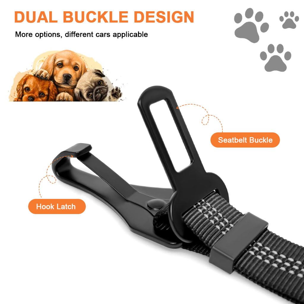 STHIRA Dog Safety Harness for Car with 360° Swivel Carabiner and 54–90 cm Bungee Strap | Reflective Nylon Strap