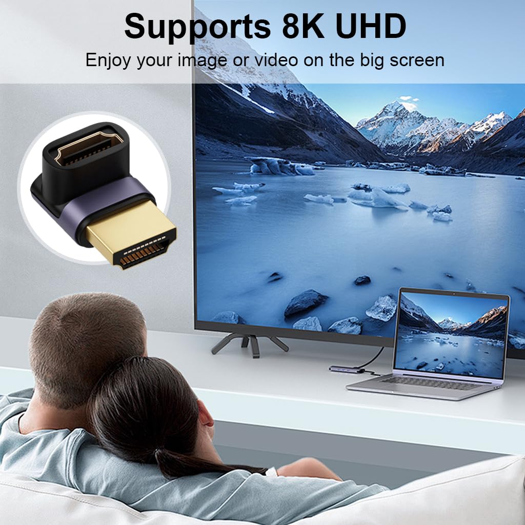 ZORBES HDMI Adapter for TV PC and Projector with 8K 60Hz Support | 90 Degree Vertical Design